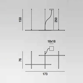 NET sospensione moderna LED dimmerabile 3000K-6000K, design minimal in metallo e alluminio