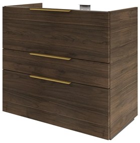 Mobile da bagno sotto lavabo SENSEA Neo Frame noce lucido L 90 x H 84 x P 48 cm 3 cassetti, lavabo non incluso