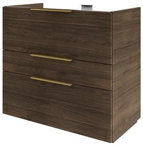 Mobile da bagno sotto lavabo SENSEA Neo Frame noce lucido L 90 x H 84 x P 48 cm 3 cassetti, lavabo non incluso