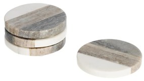 Kave Home - Set Xamila di 4 sotto bicchieri in marmo multicolor