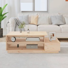 Tavolino Da Salotto 120x50x40,5 Cm İn Legno Massello Di Pino /