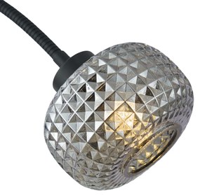 Lampada da terra di design nera con vetro fumé 2 luci - Brianna