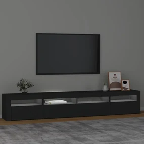 Mobile porta tv con luci led nero 240x35x40 cm
