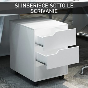 Cassettiera da Ufficio 3 Cassetti Maniglie a Scomparsa 40x50x57,5 cm Bianca...
