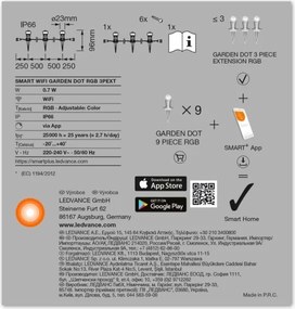 Ledvance - Set prolunga esterno LED RGB SMART+ 3xLED/0,7W/230V IP65 Wi-Fi