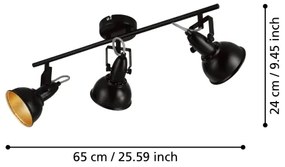 Eglo 75513 - Faretto THORNTON 3xE14/28W/230V nero/oro