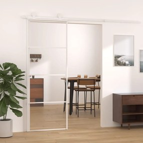 Porta Scorrevole İn Vetro Esg E Alluminio 76x205 Cm Bianca /