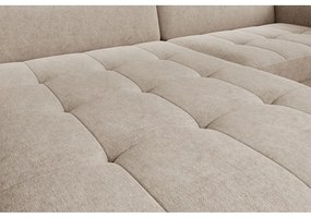 Divano angolare beige allungabile/con contenitore (con penisola a sinistra/con chaise lounge) e rivestimento in ciniglia Gomsi – ELTAP