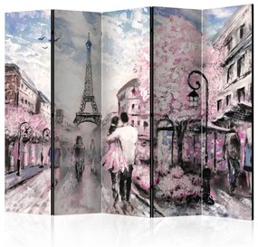 Paravento design Paesaggio primaverile (5 parti) - scena romantica al centro di Parigi