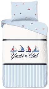 Set copripiumino e federa bianco/blu in cotone per letto singolo 140x200 cm Yachtclub – Good Morning