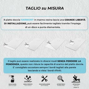 Piatto doccia 100x120 in marmoresina bianco con griglia in acciaio inox Harmony