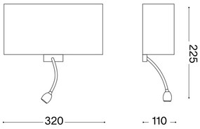 Ideal Lux - LED Lampada flessibile da muro HOTEL 1xE27/60W/230V + LED/1,5W bianco