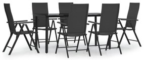 Set da pranzo da giardino 7 pz nero in polyrattan