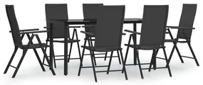 Set da pranzo da giardino 7 pz nero in polyrattan