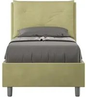 Letto Singolo rivestito in Microfibra - APPIA Colore: T verde, Dimensione Rete: 80x200, Tipologia Letto: Con Rete