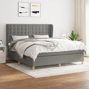 Giroletto A Molle Con Materasso Grigio Scuro 160x200 Cm Tessuto /
