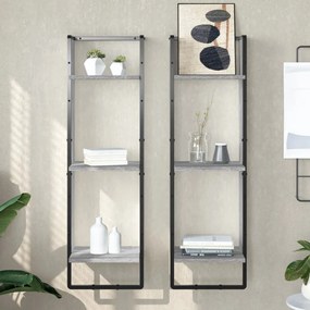 Scaffale Parete 3 Ripiani Grigio Sonoma 30x25x100cm Multistrato /