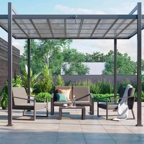 Salotto da giardino Lyra NATERIAL antracite con cuscini in poliestere grigio per 4 persone