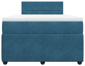 Giroletto a molle con materasso blu 120x200 cm in velluto