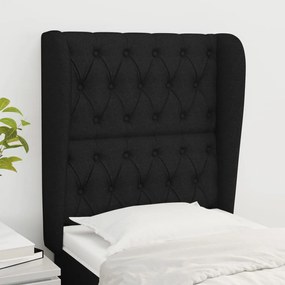 Testiera Ad Orecchio Nera 83x23x118/128 Cm İn Tessuto /