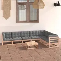 Set Divani da Giardino 8 pz con Cuscini Legno Massello di Pino 3076799