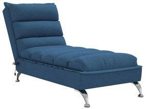 Chaise longue massaggi con cuscini blu in tessuto