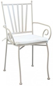 Poltrona Giunone con cuscino - Elegante poltrona in acciaio verniciato color tortora con morbido cuscino ecru.