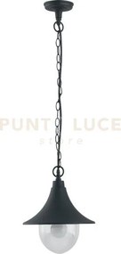 Sospensione pavia neroa 1 luce attacco e27 ip44 26x98cm in alluminio