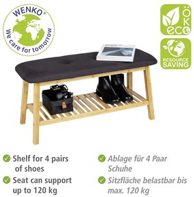 Scarpiera in bambù nero/naturale con panca Ecori - Wenko