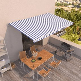 Tenda Da Sole Retrattile Manuale 500x350 Cm Blu E Bianca /