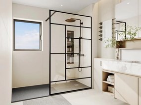 Parete per doccia walk in stile industriale 120x200 cm nero - SEFANA