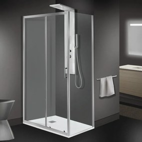 Porta doccia scorrevole Zesk L 120 x H 190cm, Sp. 6 mm in vetro vetro senza finitura / trasparente profilo cromo