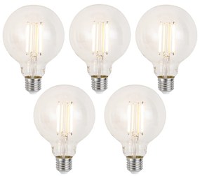 Set di 5 Lampadine LED Smart E27 dimmerabili G95 Trasparenti 7W 806lm 2700-6500K