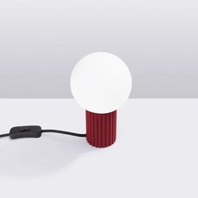 Lampada da tavolo burgundy con paralume in vetro (altezza totale 19 cm) Orbital – Sollux