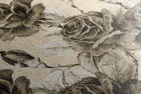 Stampa su tela – Bouquet vintage di rose in versione seppia