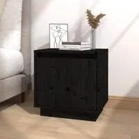 Comodino Nero 40x30x40 cm in Legno Massello di Pino cod mxl 30990