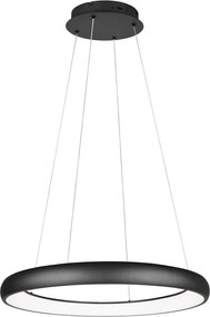 Lampadario nero opaco a LED dimmerabile con paralume in metallo ø 75 cm Cardona - Trio