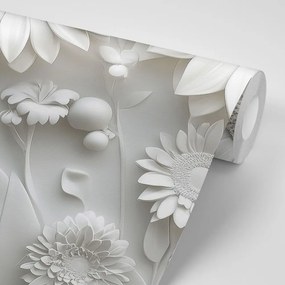 Carta da parati autoadesiva – Fiori bianchi 3D