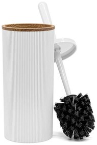 Portascopino wc Bianco dettagli effetto legno serie Blob