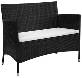 Panchina da giardino 90 cm in polyrattan nera