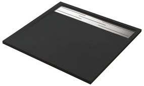 Piatto doccia SENSEA in resina Neo Metal Grid nero L 100 x L 100 x H 3 cm opaco effetto pietra