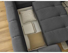 Divano angolare grigio scuro allungabile e con contenitore (penisola a destra/a L) Fuji – Bobochic Paris