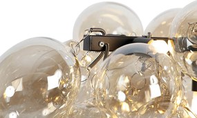 Lampada a sospensione intelligente nera con vetro ambrato incl. 8 WiFi G9 - Uvas
