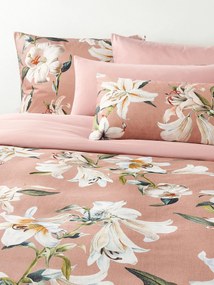 Copripiumino in raso di cotone con stampa floreale Flori