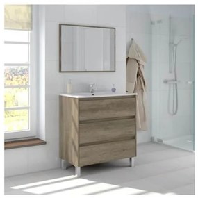 Mobile bagno 80 cm con lavabo e specchio rovere - Dakota 96249