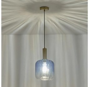 Lampadario a sospensione con filo 1xE27/15W/230V blu/fumé diametro 20 cm
