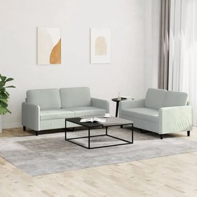Set Di Divani 2 Pz Grigio Chiaro İn Velluto /