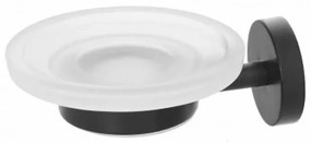 Portasapone a Parete Feridras "Chicblack" Nero Opaco/Vetro satinato