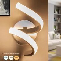 Applique LED lampada stilizzata 3 STEP parete curva spirale 9W resa 72W luce camera letto soggiorno salotto 230V