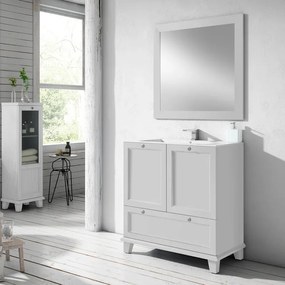 Mobile sottolavabo e lavabo Unike per vasca centrale neve L 80 cm, 2 ante
